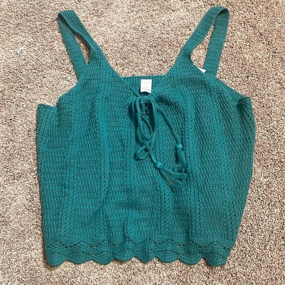 NWT Tie-Front Crochet Sweater Tank Top